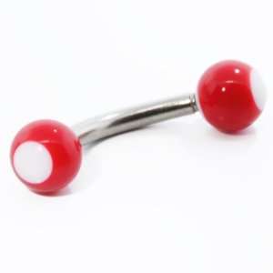  Red White Dot Inlay Belly Button Navel Ring Body Jewelry Jewelry