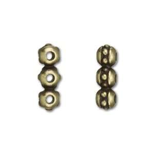   Brass Oxide Pewter 3 Hole Granulated Spacer Bar Arts, Crafts & Sewing