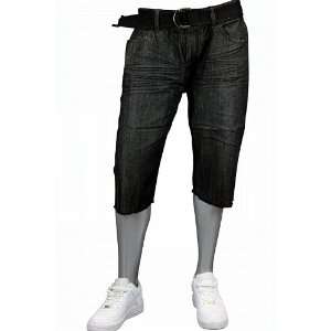  Jordan Craig Premium Denim Belted Cut Off Shorts Black 