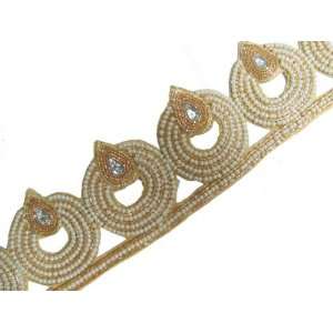   Cut Work Bridal Golden Round Shape Ribbon Trim Arts, Crafts & Sewing