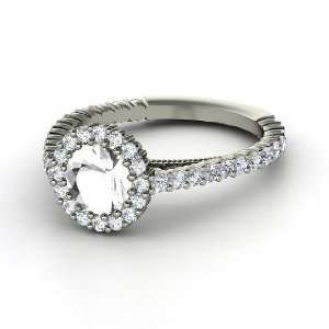    Raquel Ring, Round Rock Crystal Platinum Ring with Diamond Jewelry