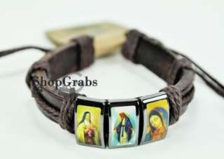   Bracelet Black Brown Virgen Mary Maria Virgen Guadalupe Jesus N  
