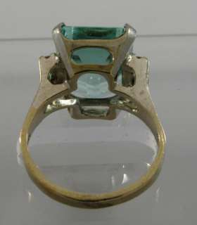 Magnificent 9C Aquamarine 14k White Gold 4 Diamond Ring  