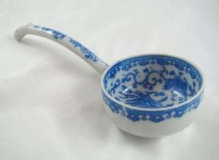   Japanese Porcelain Ladle Sauce Spoon Flow Blue Phoenix Pattern  