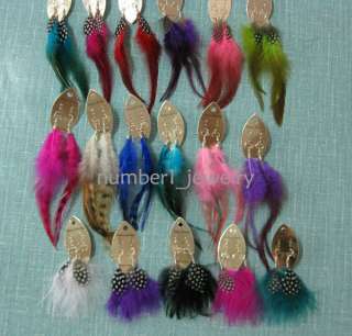 18PAIRS UNIQUE MIXED FEATHER DANGLE EARRINGS JEWELRY  