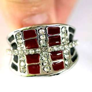   Red Sag Zircon GP Diamante Gemstone Ring CZ Jewelry Fashion  
