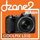 Nikon Coolpix L310 Digital Camera BLACK 14.1MP 21x Zoom VR 3 LCD 720p 