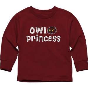  Temple Owls Toddler Princess Long Sleeve T Shirt   Cherry 