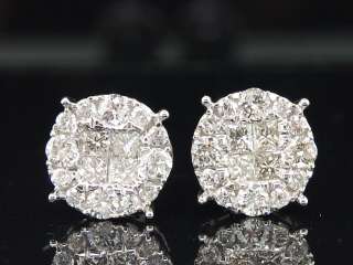   SOLITAIRE LOOK 2 CT PRINCESS & ROUND CUT DIAMOND STUDS EARRINGS  