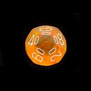   Chessex Borealis Tens 10 sided Dice, Orange with white Toys & Games