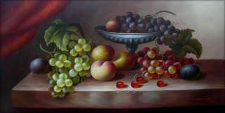   Hand Painted Oil Painting Still Life with Grapes and Peaches  