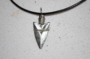   American Silver Arrowhead Choker Necklace With Leather Cord  