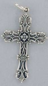Fancy Filigree Sterling Silver Cross Necklace Pendant  