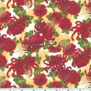  44 Wide Imperial Fusions Small Mums Crimson Fabric By 
