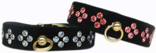 Tiara Style Black Velvet Jeweled Pet Dog Collar  