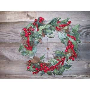  Red Berries and Leaves Wreath