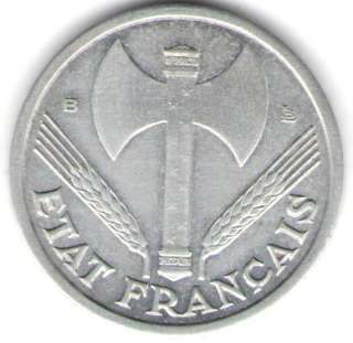 FRANCE COIN 1 FRANC 1944 B XF+  