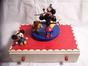 Mickey Mouse Vintage Music Box Jewelry Box Pluto Minnie Baby Mickey 