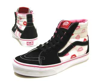Vans Sk8 Hi Multi Lips White Black Pink Skate Shoes Sneakers New Mn 9 