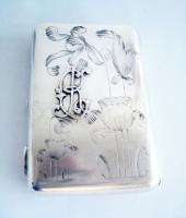 Russian 84 Silver Cigarette Box Art Nouveau IRIS  