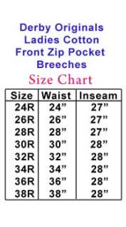 New Derby Ladies Riding Zip Pocket Breeches 26 to 36 EA  