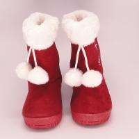 Baby Toddler Girls Faux Fur Trim Pom Poms Winter Booties Red Size 4 