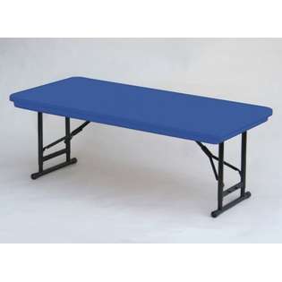   Blow Molded Folding Tables   Adjustable Height   Blue 