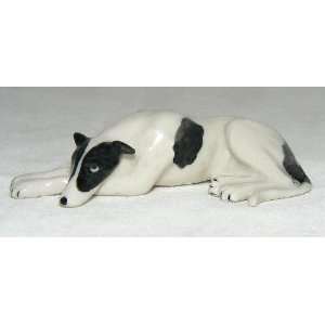  GREYHOUND Dog White w/Black Lays Figurine MINIATURE New 