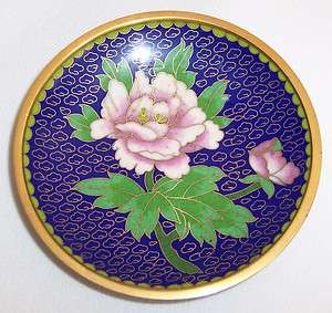 China CLOISONNE 4 Trinket Plate Dish Bowl Floral  
