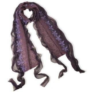   Carefree Chiffon Flowers Edge Knitted Long Scarf   Various Colors