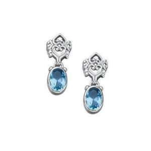   Blue CZ With Heart Cut Out Design Earrings. GIFT BOX INCLUDED Jewelry