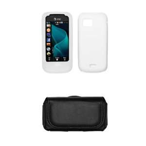 Samsung Mythic A897 White Silicone Gel Skin Cover Case + Leather Case 
