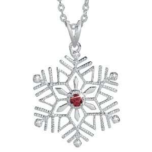  Birthstone and Diamond Snowflake Pendant   July Jewelry
