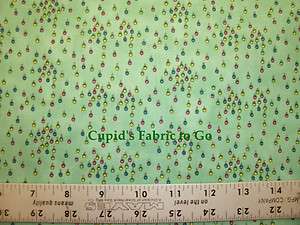 Quilting Treasures  SEW MUCH FUN FABRIC WITH STRAIGHT PINS ON GREEN 
