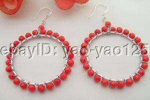WOW 4MM Red Coral Earring 925 Sliver Hook  