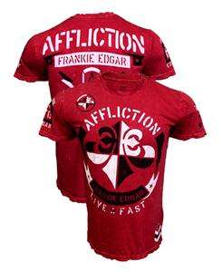 AFFLICTION MENS FRANKIE EDGAR 144 SMASH RED MMA TEE SHIRT MED 2XL 