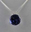 terrific lab tanzanite necklace 10 mm round sterling with 18