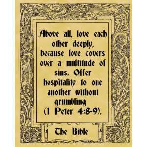   Parchment Poster Bible Quotation Multitude of Sins