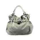   Grey Double Handle Leatherette Satchel Hobo Handbag w/Shoulder Strap