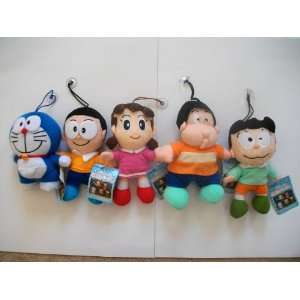  5 Japan TV Animation DORAEMON & Friends Plush Dolls Set 