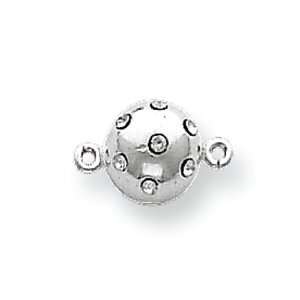  Sterling Silver 8.0mm CZ Magnetic Clasp Jewelry