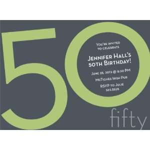  Numeral Card 50th Green Milestone Birthday Invitations 