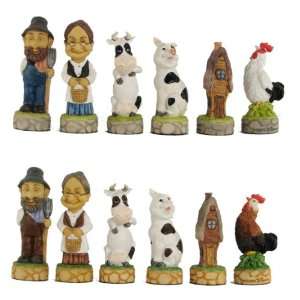  CLEARANCE Hand Painted Polystone Farmland Chess Set Toys 