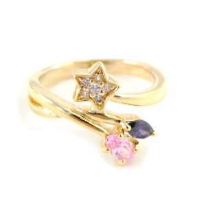  Plated ring gold scarlett purple pink.   Taille 52 