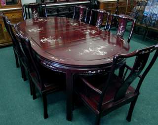 Solid Rosewood Dining Table Set w/ Abalone Shell Inlaid  