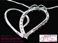 Large Sterling Silver Sparkling Looped Heart Necklace  