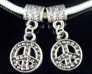 40x Tibetan Silver Peace Dangle Charm Fit Bracelet ZY21  
