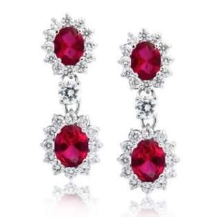   Jewelry Bling Jewelry Silver Ruby Color CZ Oval Crown Drop Earrings