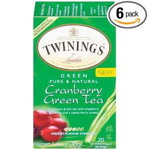 Twinings Green & Cranberry Tea, 20 Count Tea Bags (Pack of 6)  