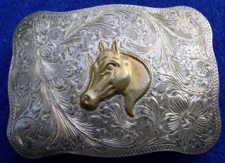   Western Cowboy Cowgirl Horse Sterling Silver Fleming Belt Buckle
